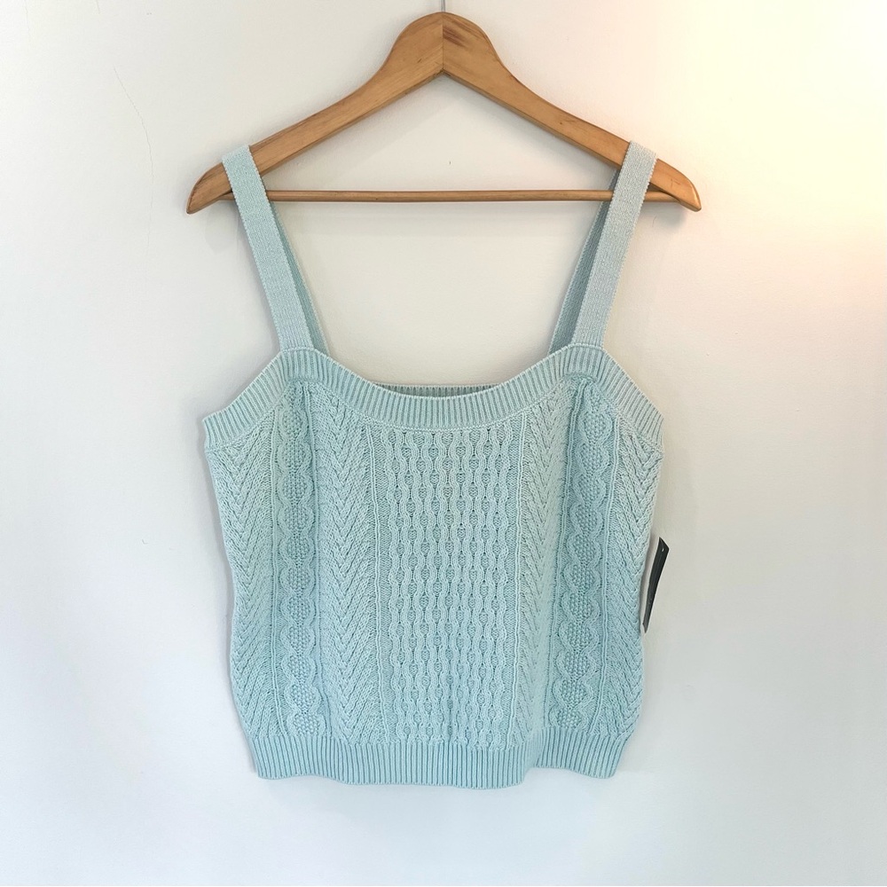 INC brand Women's Mint color Cable Knit Tank Top, NWT, size L